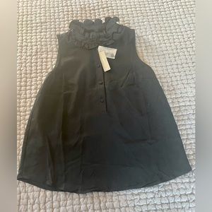 Black J Crew Ruffleneck Sleeveless Top - Small
